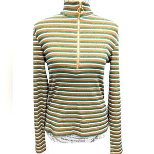 Simons Icône women's 90s striped zipped mock neck top size M